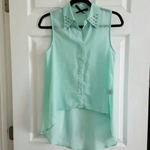 👜Sale👜 3 for $21 Sheer mint hi-lo tank top